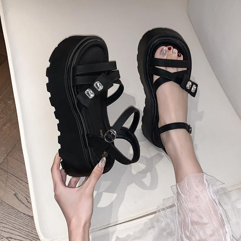 2025 Korean Version Outer Wear Small Thick-soled Heightening Sandals Summer New Fashion Versatile Women's Shoes Beach Sandals Women
