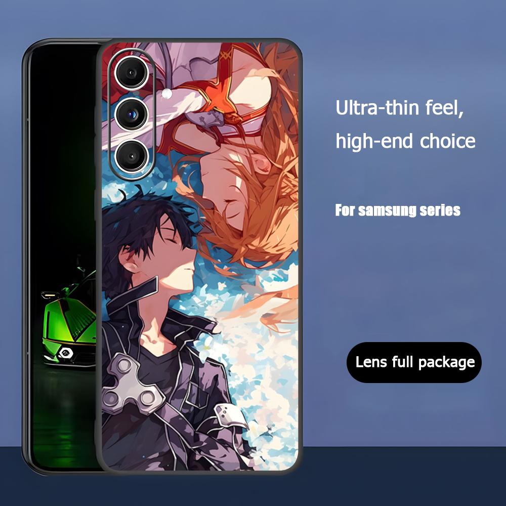Cool Anime Sword Art Online Phone Case For Samsung Galaxy S25 S24 S23 S22 S21 S20 Plus Ultra Note20 Soft Black