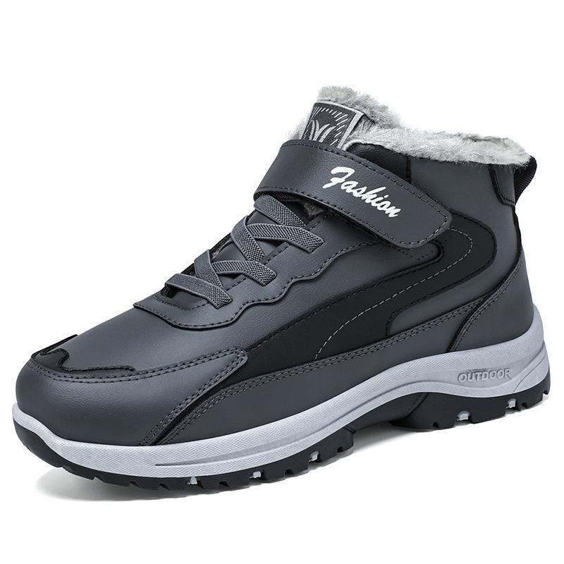 

Мужская хлопковая обувь, зимние ботинки большого размера, флисовые и утепленные хлопковые ботинки, универсальные мужские ботинки для ходьбы 46 серый