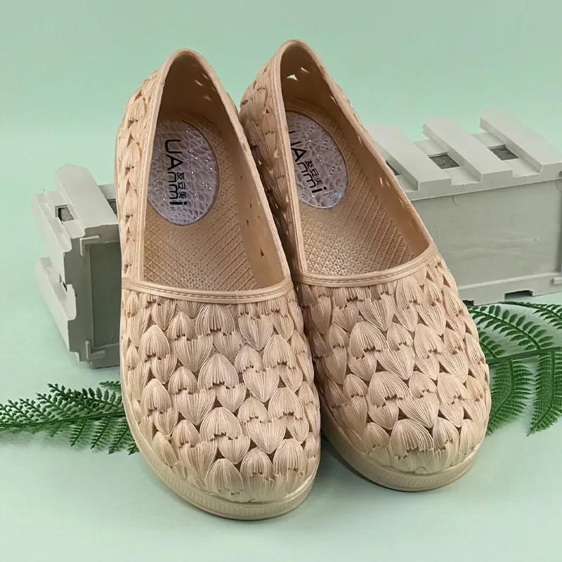 

WTEMPO женские дышащие плоские толстые каблуки нескользящие повседневные рабочие туфли весна лето большие размеры однотонные одинарные туфли 40 хаки