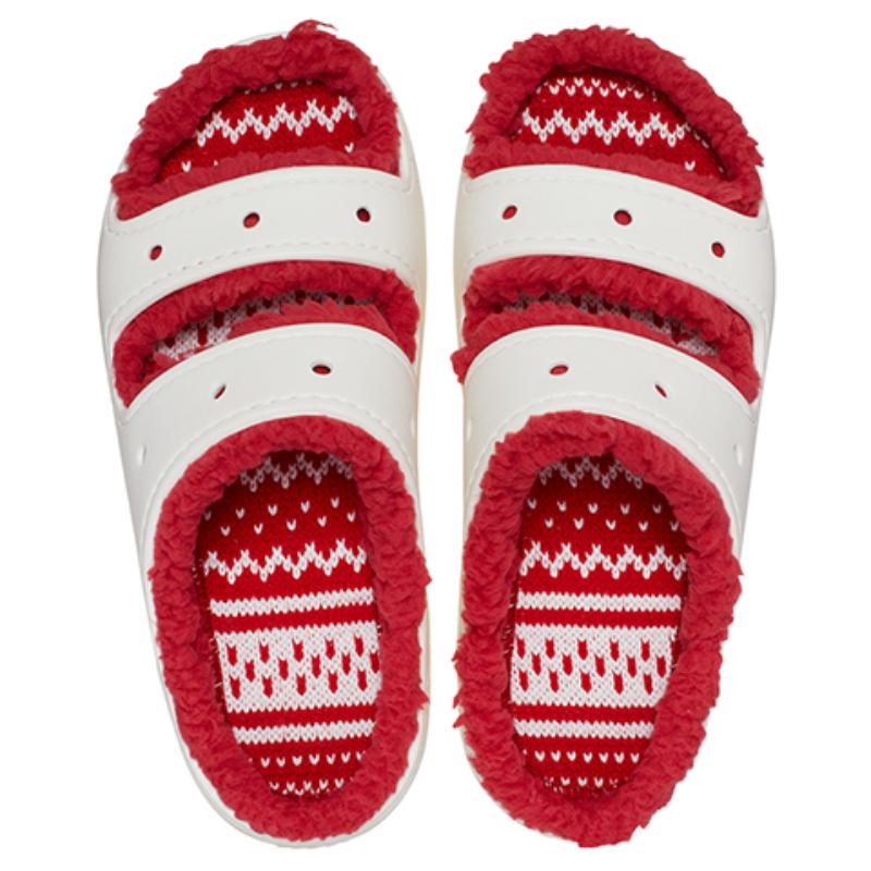 Crocs Classic Cozzzy Sandal Holiday Sweater Women's White