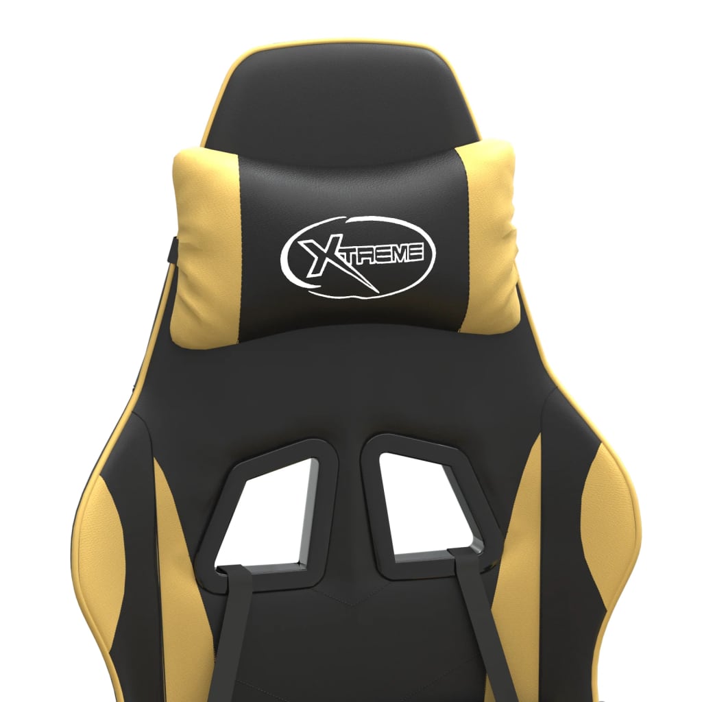 Gaming Chair In Black and Gold Synthetic Leather