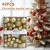 42Pcs 3/4/5cm Christmas Balls Set Glitter Surface Various Pattern Christmas Balls Shatterproof Home Reusable Ornaments