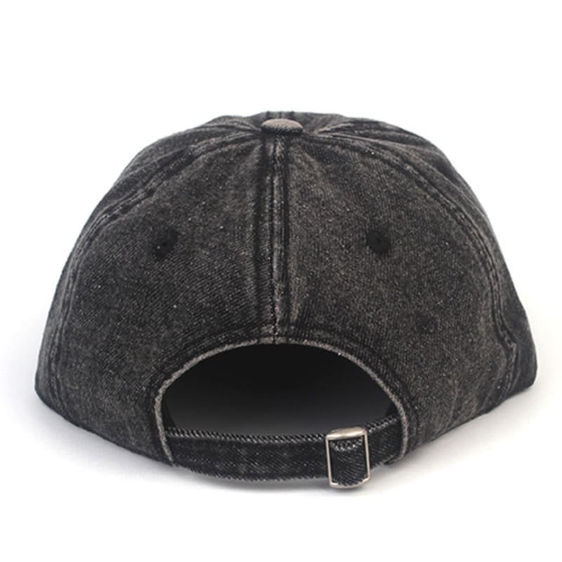 Universal chemistry Washing Black Denim Strapback Cap denim ball Cap