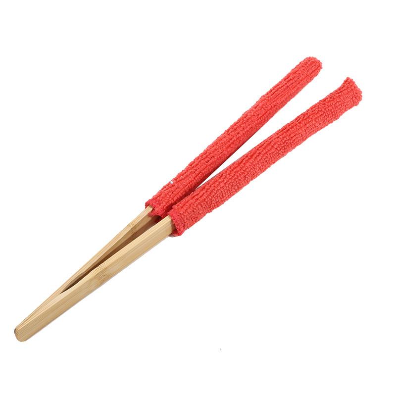 

1PCS Leaf Cleaning Tongs - Handheld Green Plant Cleaning Brush Bamboo Handle,Durable Bamboo Design for Efficient Leaf Removal червоний
