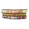 Three-wrap Bracelet Featuring Purple Imperial Jasper Natural Stones, Creatively Designed and Handcrafted with Woven Leather.
