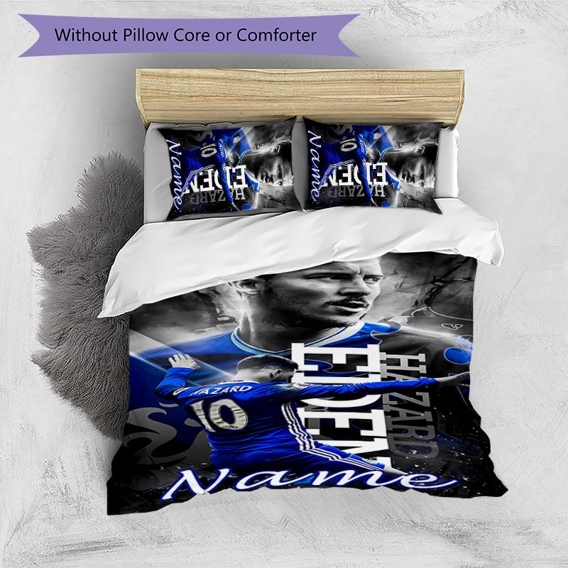 3pcs Custom Name Chelsea F.C Bedding Set Duvet Cover Closure Includes 1 Duvet Cover & 2 Pillowcases for All Seasons Bedroom Decor