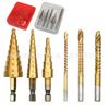 6-Piece Stepped Drill Bit Set with Plastic Case & Center Punch