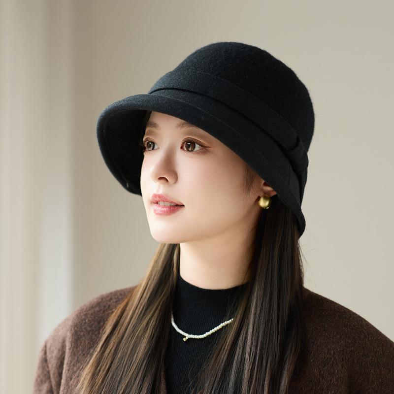 Autumn and winter new woolen millinery trendy fashion warm top hat niche bucket hat