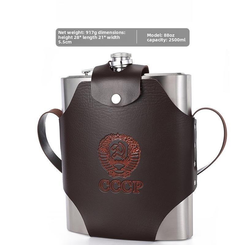 304 Edelstahl flacher Weinkrug, tragbare Outdoor Metall Weinflasche Weinglas Weinset