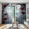 2 Pcs Thorny Rose Print Curtains,suitable for Bedroom,living Room Kitchen Decoration,home Decoration,window Decoration