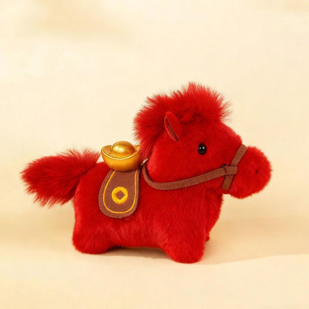2026 New Year Home Decor Ornaments Chinese yuan Bao Good luck Chinese Plush Horse New Year Mascot Decor for The Year Of Horse
