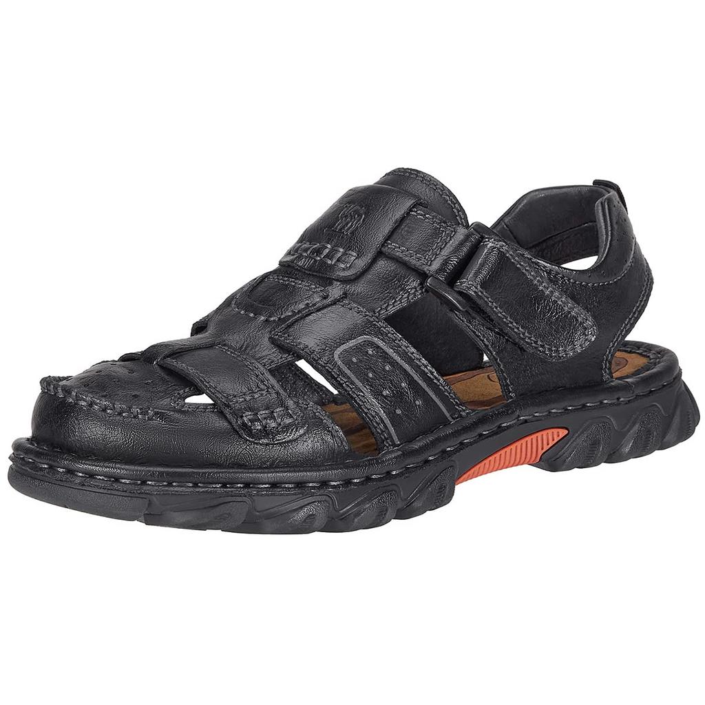 GOLDEN CAMEL Men's Leather Sandals Closed Toe Fishermen Sandal Comfortable Hiking Walking Summer Beach Shoes for Men Large Size
