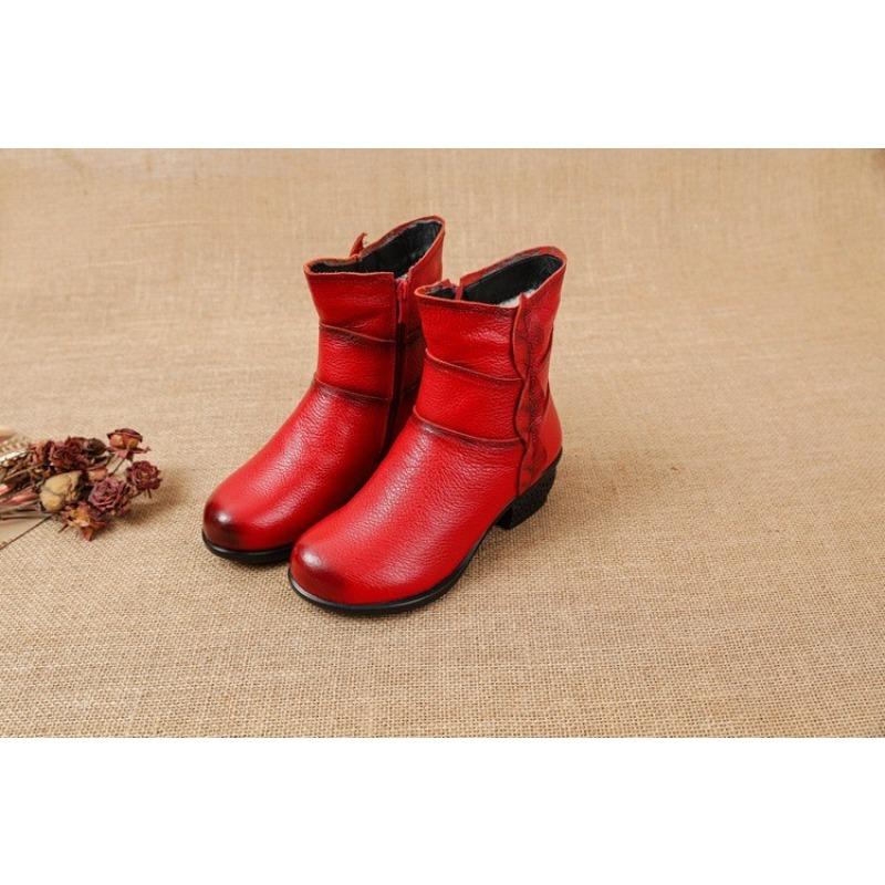 Non-slip women`s sole heel leather boots