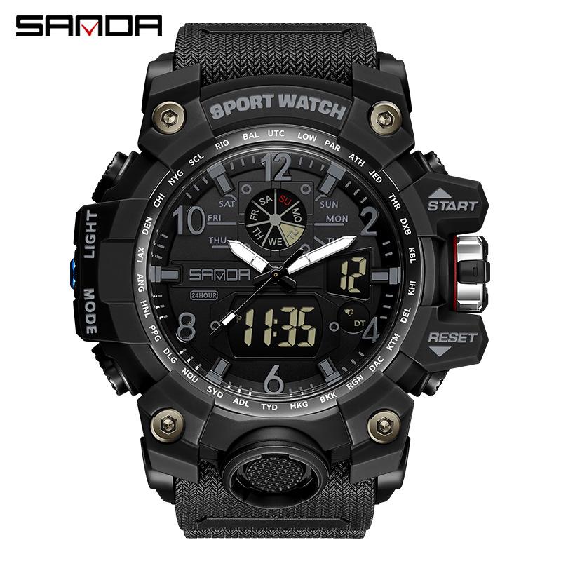 Sanda Youth Fashion Luminous Waterproof Shockproof Alarm Men's Watch