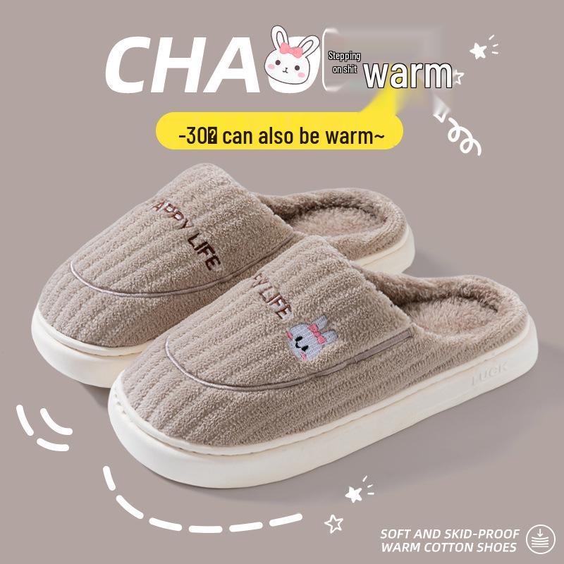 Dámské protiskluzové bavlněné pantofle do interiéru - teplé, s tlustou podrážkou, vhodné na jaro, podzim, zimu a pro muže.