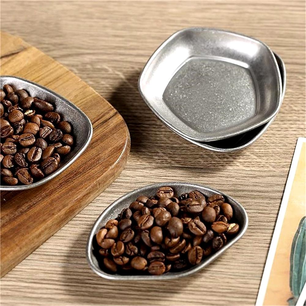 Coffee Bean Weighing Plate Stainless Steel Sauce Dish Plate Irregular Shape Storage Tray Kitchen Coffee Bean Plate Tableware