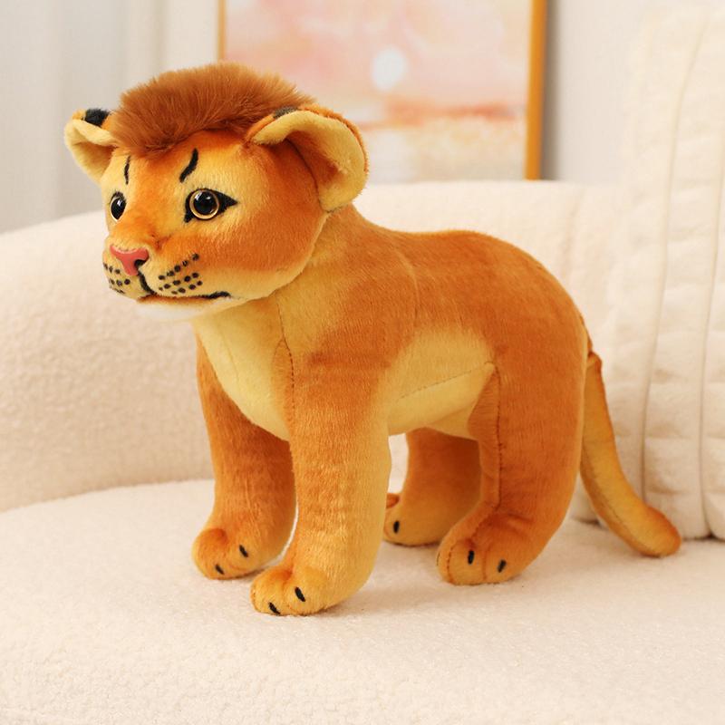 

26/40cm Realistic Beast Plush Toys Cute Wild Lion Leopard Soft Stuffed Animal Doll Cool Home Decor Kids Gift Forest Animals 26cm львиный