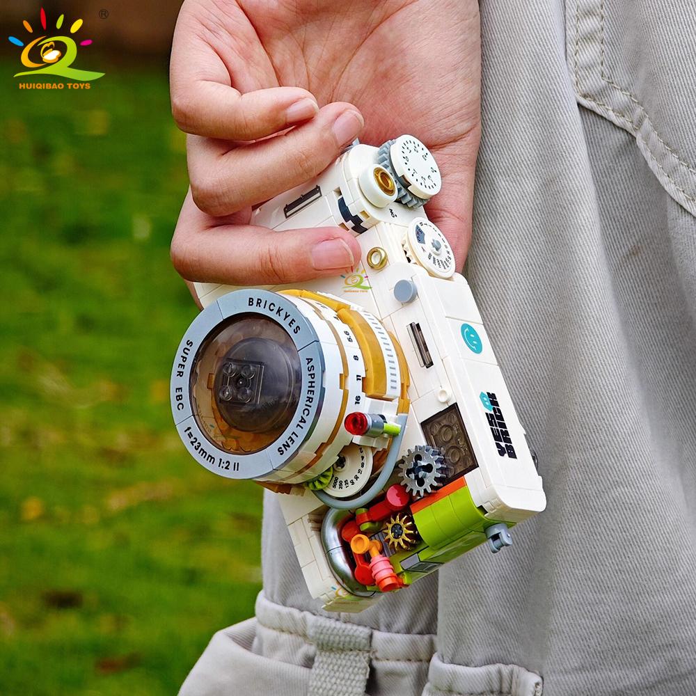 Non-Toxic Simulation Retro Camera Model Micro Building Blocks Mini Bricks Assemble Children Toys Desk Home Decoration Kids Gift