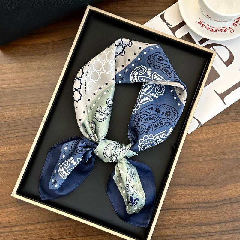 Polka Dot Silk Scarf Square Scarf High-end New Versatile Decorative Scarf Scarf Scarf Neck Cashew Flower Scarf Shawl Can Be Used As a Tube Top