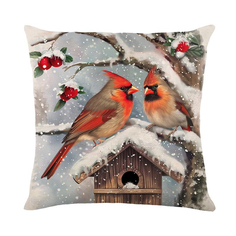 New Home Nap Sofa Pillow Case Backrest Christmas Snowman Print Pillow Cushion