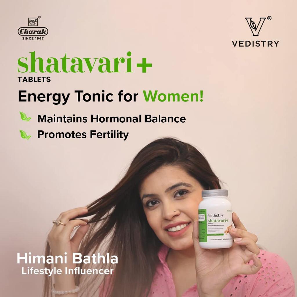 Vedistry Shatavari+ Tablets 60 CountX Pack of 3 for Women’s Wellness Energy Hormonal Balance Fertility
