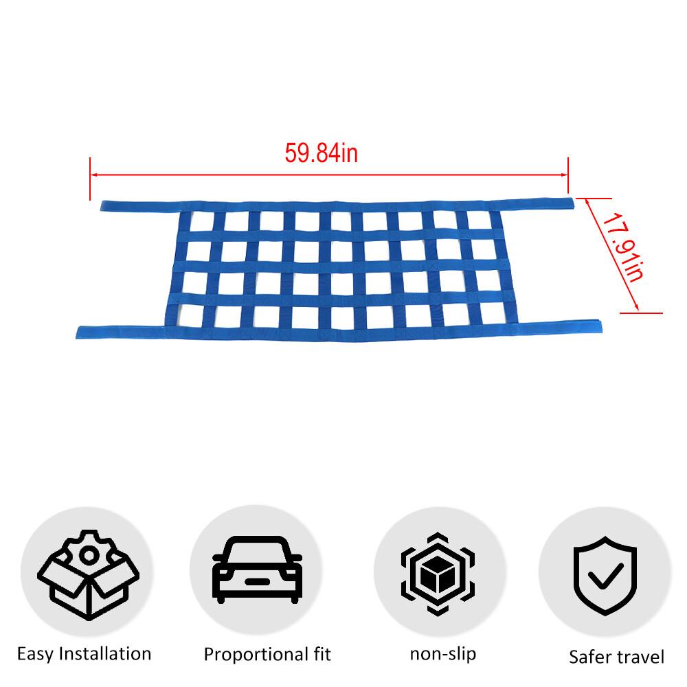 Blue Multifunction Roof Organizer Net Hammock for Jeep Wrangler JK/JL/TJ 1997+