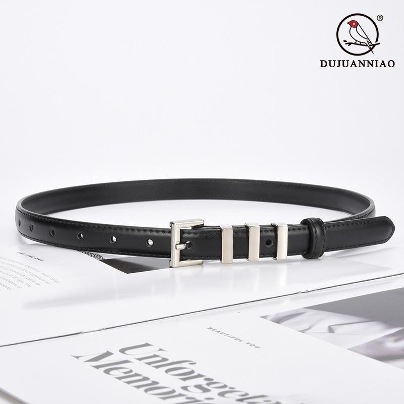 Leather Thin Belt Women'S Decorative Dress Skirt Shirt Trousers Waist Waist Waist Belt Silver Buckle