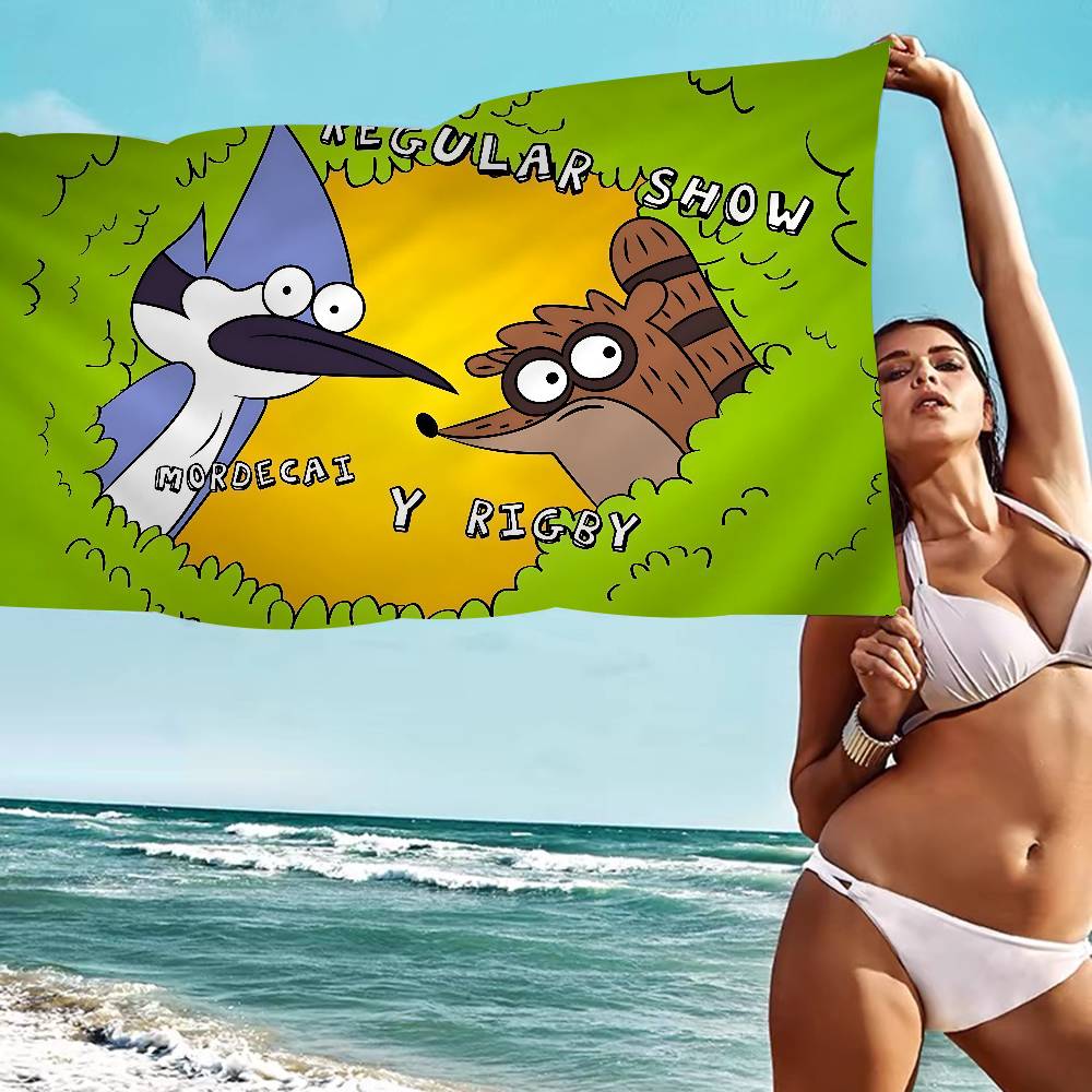 

Cartoon R-Regular Show Anime Beach Swimming Towel Soft Absorbent Washcloth Children s Gifts For Kids Travel Camping Gym W30*H60(CM)