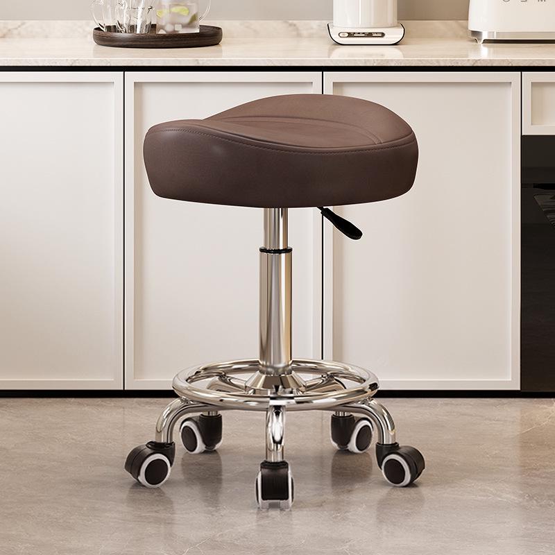 

Height-Adjustable Saddle Stool with Backrest for Kitchen, Salon, or Reception Use