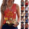 Women’s Sleeveless V Neck Tank Top with 250th Anniversary 1776 2026 and Floral Print Casual Summer Blouse Shirt