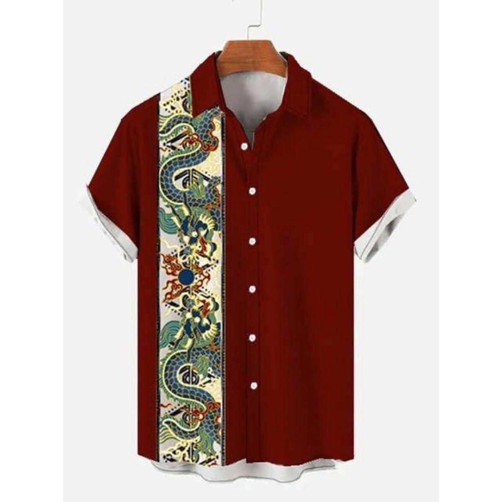 Modische Sommerhemden mit Schildkrötenprint Hawaiianische Knöpfe Herren Strand Kurzarm Lässig Revers