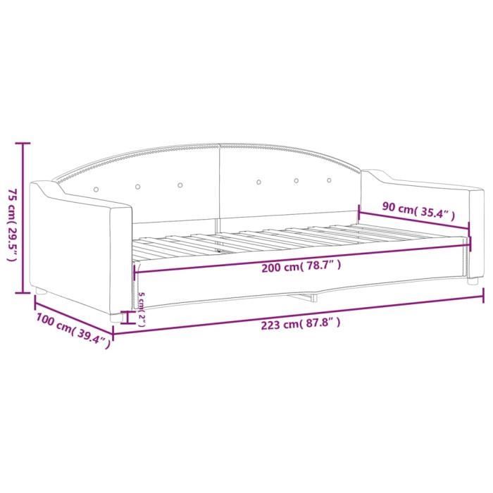 VidaXL Daybed Dark Grey 90x200 Cm Fabric 354184