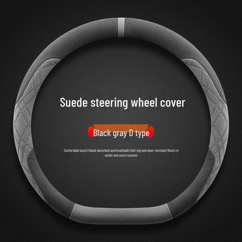 Ultra-Thin Non-Slip Suede Steering Wheel Cover, Fits 25/26 Mercedes-Benz EQE, Winter-Ready