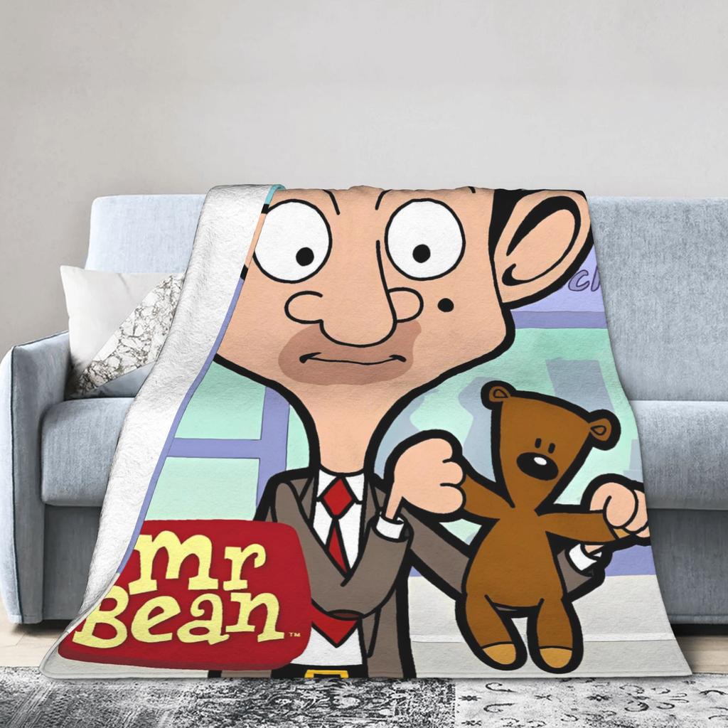 Mr Beans  Flannel Blankets Winter  Soft Durable Bedding Throws for Kids Adult Couch Bed Novelty Bedspread Sofa Bed Cover