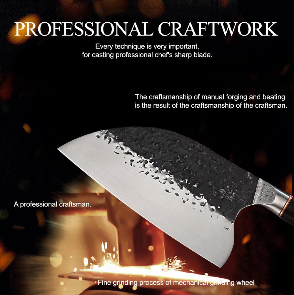 Stainless Steel Chef Knife Handmade Forged Sharp Cleaver Wide Blade Professional Butcher Knife Utility Vegetable Knives
