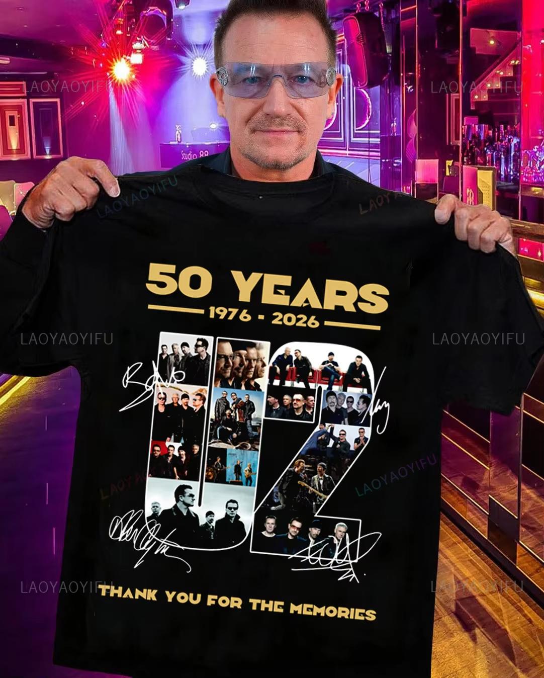 ZheXiong TEE 2026 Nieuwe U2 Band 50ste Verjaardag Patroon Hoge Kwaliteit Comfortabel Casual Print Heren T-shirt 4XL