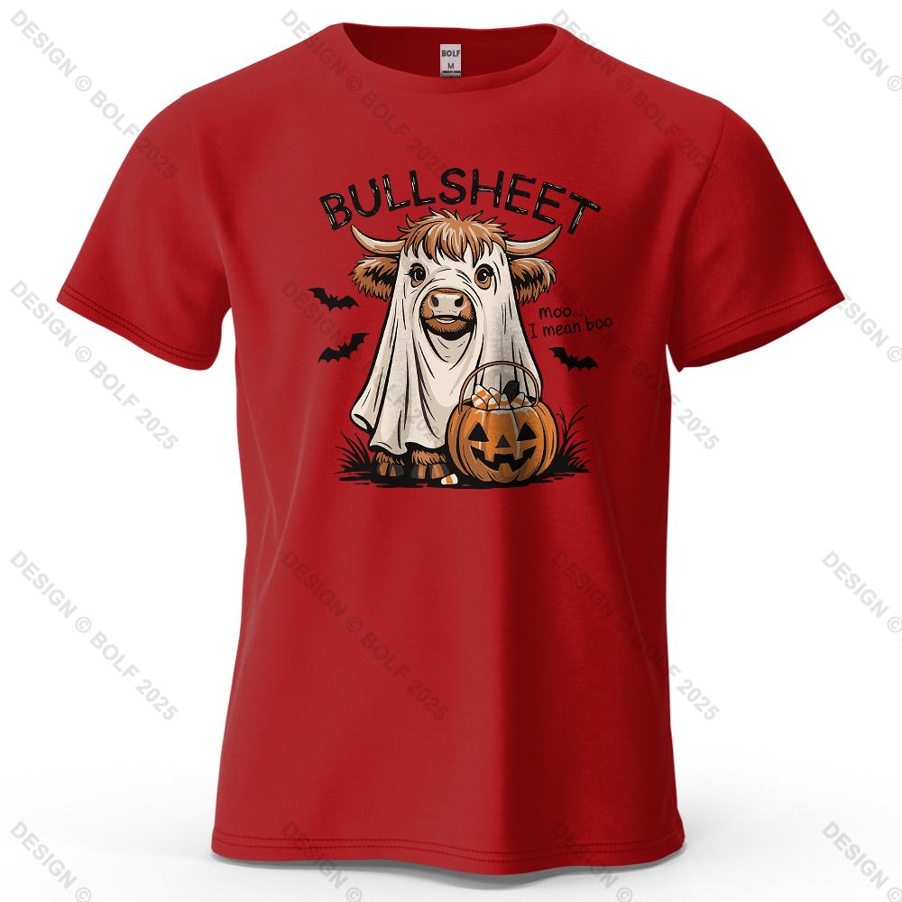Pumpkin Ghost Cow Cartoon Printed Unisexs and Womens Fashion Trend Short Sleeve Summer New Soft Skin Friendly Casual Tshirt