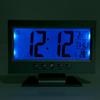 LCD Digital Sound Sensor Table Desk Alarm Clock with Calendar and Temp Display Silver