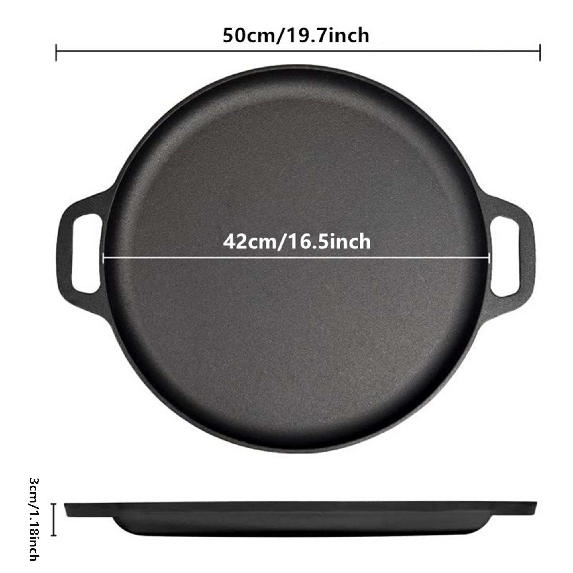 42cm Pizza Pan 16  Pre-Seasoned Cast Iron Skillet With Dual Handles Cast Iron Griddle For Stove Oven Induction Cooker Fry Pan