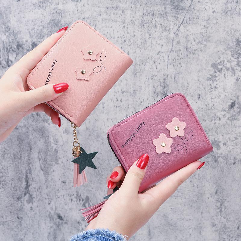 Short Wallet Ladies Zipper Coin Purse Cute Flower Mini Small Fresh Coin