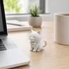3D Printed Cute Cat Ornament, Mini Size Matte White Cat Figurine with Bow Tie, Desktop Decoration for Home Office Car, Small Gift for Cat Lovers