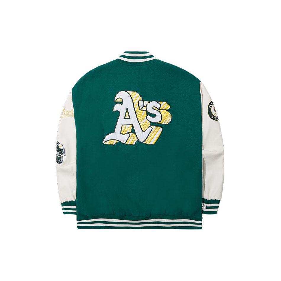 New Era SS24 MLB Oakland Athletics Modello a Lettere Ricamato Dipinto a Mano Spesso Manica Lunga Stile College Giacca da Baseball Giubbotti Unisex 14187471