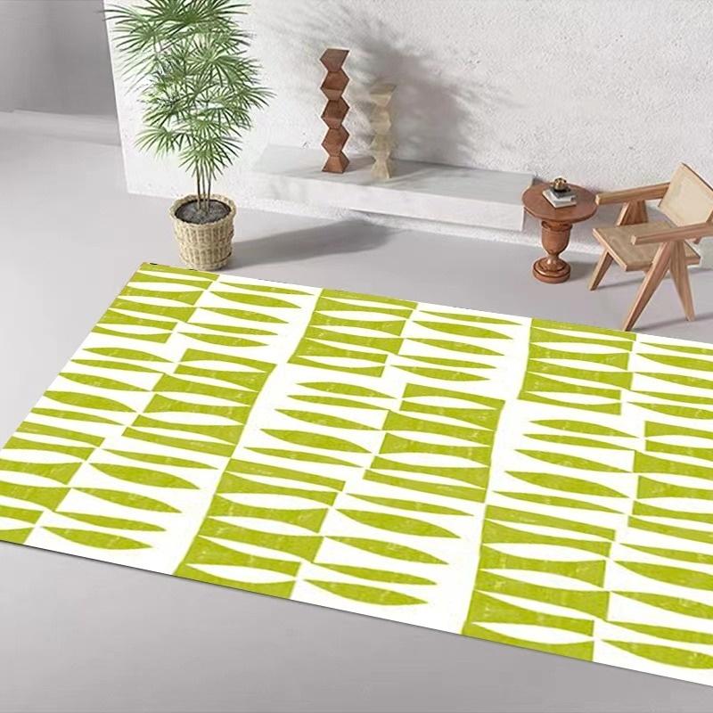 Flannel Leaf Pattern Carpet - Tropical Green Sofa Rug, Large Plush Living Room Mat, Non-Slip Bedside Floor Decor, Window Cushion