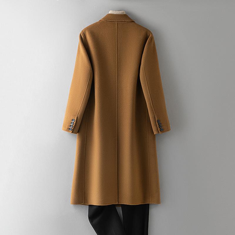 Autumn and Winter 100% Wool Coat Men's Long Over-the-knee Double-sided Lapel Collar Casual Coat Woolen Coat New Style