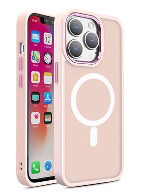 Magnetic Case with MagSafe for iPhone 15 Pro Max with Lanyard Holes, Pink