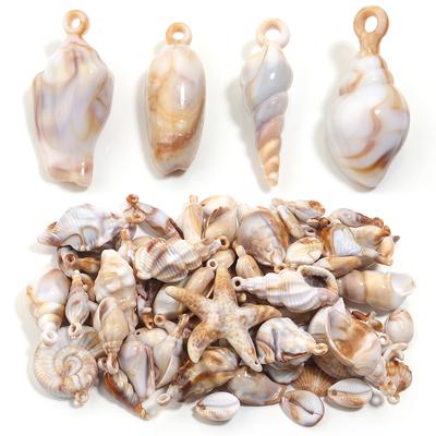 10-100pcs Natural Shell Acrylic Beads Ocean Light Brown Seashell Pendants For Jewelry Making DIY Bracelets Keychain Accessories