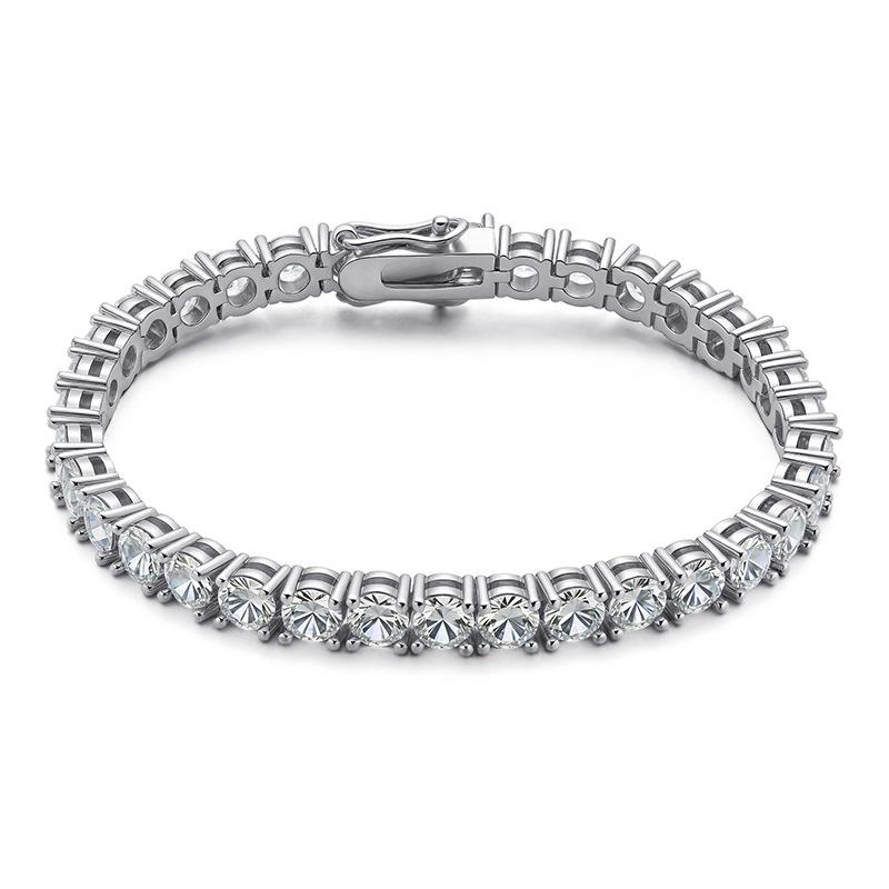S925 Silver Hip Hop Bracelet Light Luxury High Sense Rap Full Diamond European and American Necklace