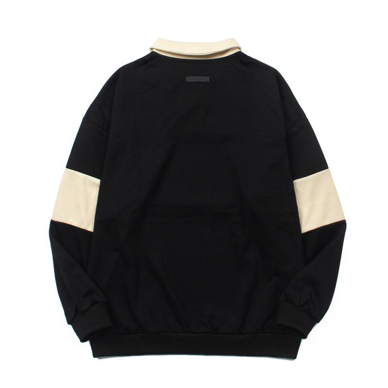 Amerikanischer Retro College Stil Jerry FG Langarm Polo Hoodie