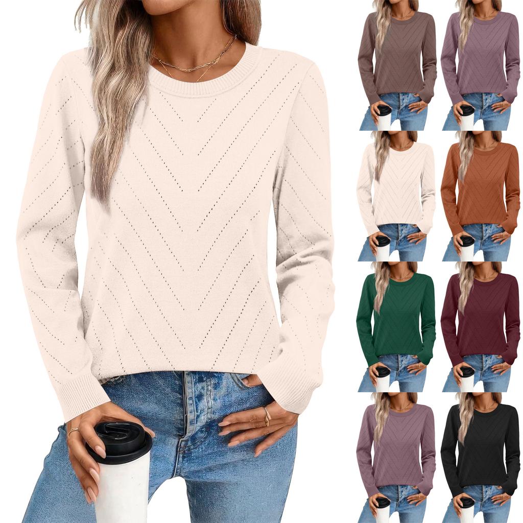 Women's Fashion Casual Loose Comfortable Fashion Pullover Round Neck Long Sleeve Slim Fit Knit Sweater Women's Sweater